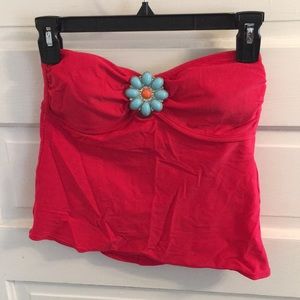Strapless bandeau style crop tankini